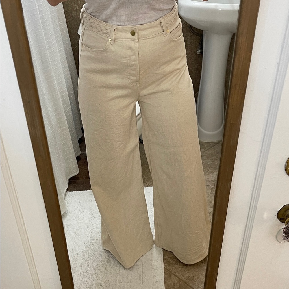 H&M cream/ off white/ Beige Wide-Leg jeans  Pants
